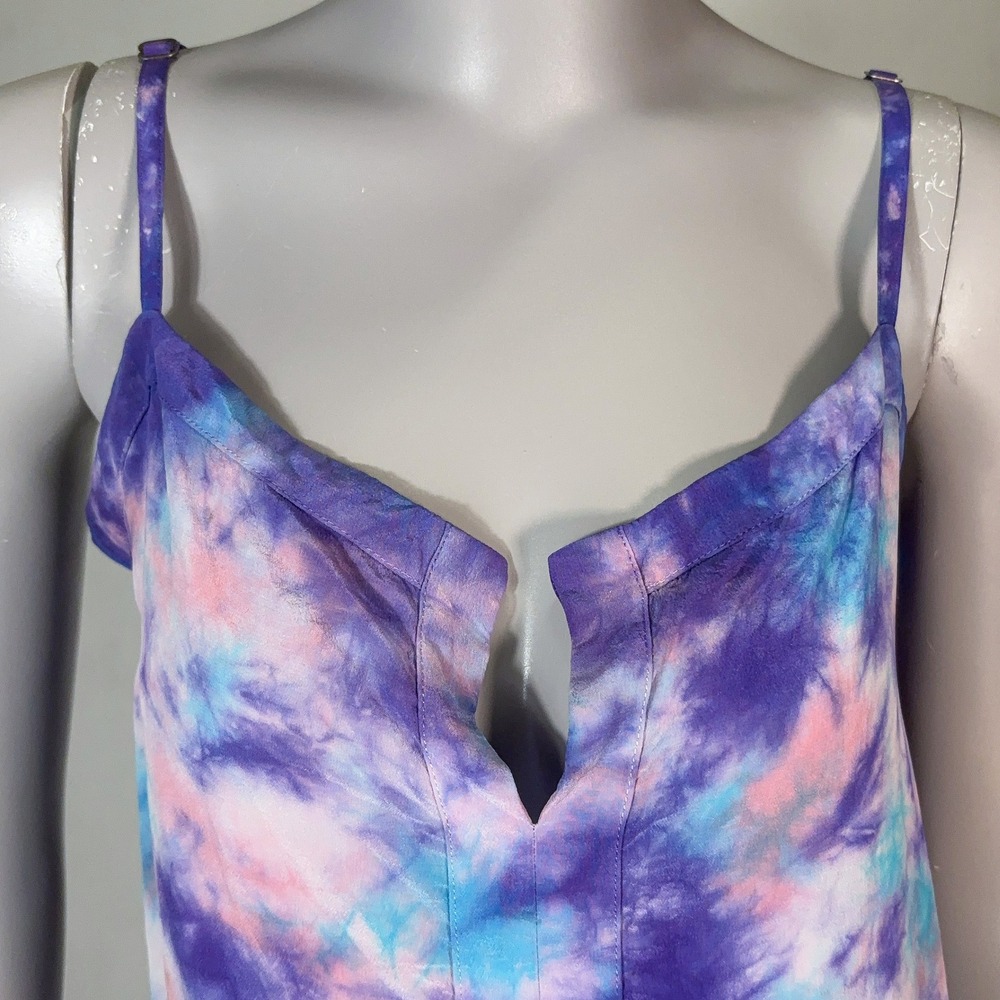 Chaser Y2K 100% Silk Cami Womens S Purple Tie Dye Going Out Tank Top